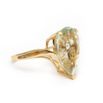 Green Amethyst Quartz Ring in 14 Karat Gold - Image 2