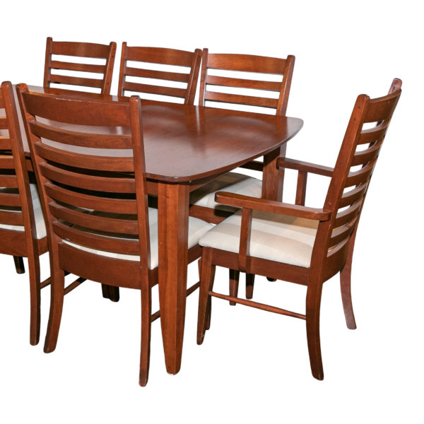 Amish Made Cherry Dining Table with 2-11.5” Leaves and 8 Chairs - Image 1