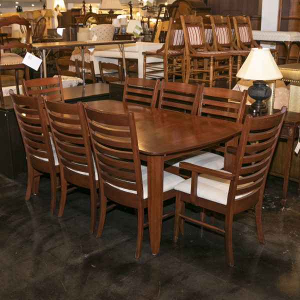 Amish Made Cherry Dining Table with 2-11.5” Leaves and 8 Chairs - Image 9