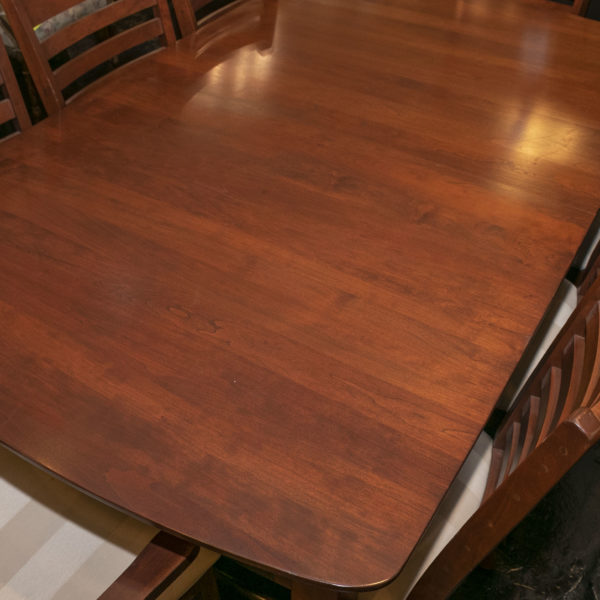 Amish Made Cherry Dining Table with 2-11.5” Leaves and 8 Chairs - Image 11