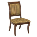 Set of 6 Cherry Finish Dining Chairs with Striped Upholstery - Image 2