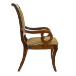 Set of 6 Cherry Finish Dining Chairs with Striped Upholstery - Image 4