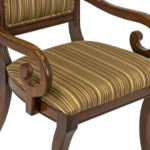 Set of 6 Cherry Finish Dining Chairs with Striped Upholstery - Image 7