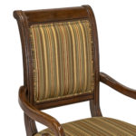 Set of 6 Cherry Finish Dining Chairs with Striped Upholstery - Image 6