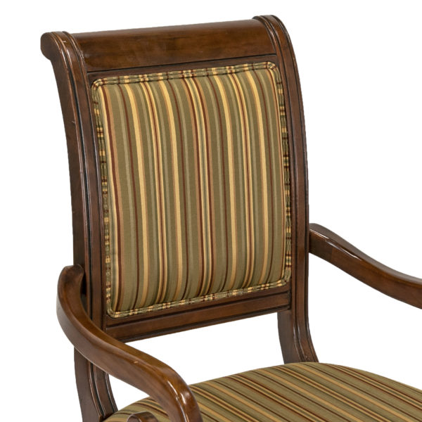 Set of 6 Cherry Finish Dining Chairs with Striped Upholstery - Image 6