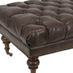 Tufted Faux Leather Ottoman with Nailhead Trim - Image 3