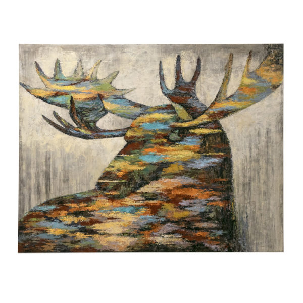 Signed KLADOV Original Acrylic on Canvas Abstract Portrait of a Moose - Image 1