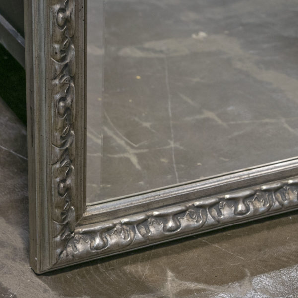 BASSETT MIRROR CO. Ornate Silver Framed Leaner Mirror - Image 3