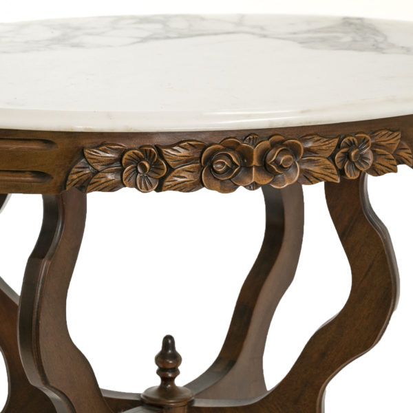 Oval Victorian Marble Top Parlor Table - Image 2