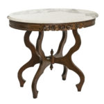 Oval Victorian Marble Top Parlor Table