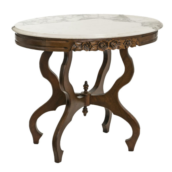 Oval Victorian Marble Top Parlor Table - Image 1