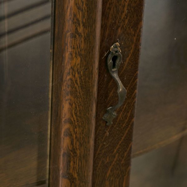 Antique Oak Bow Front China Cabinet - Image 4
