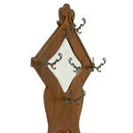 Antique Oak Hall Tree with Diamond Shaped Mirror - Image 3