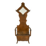 Antique Oak Hall Tree with Diamond Shaped Mirror