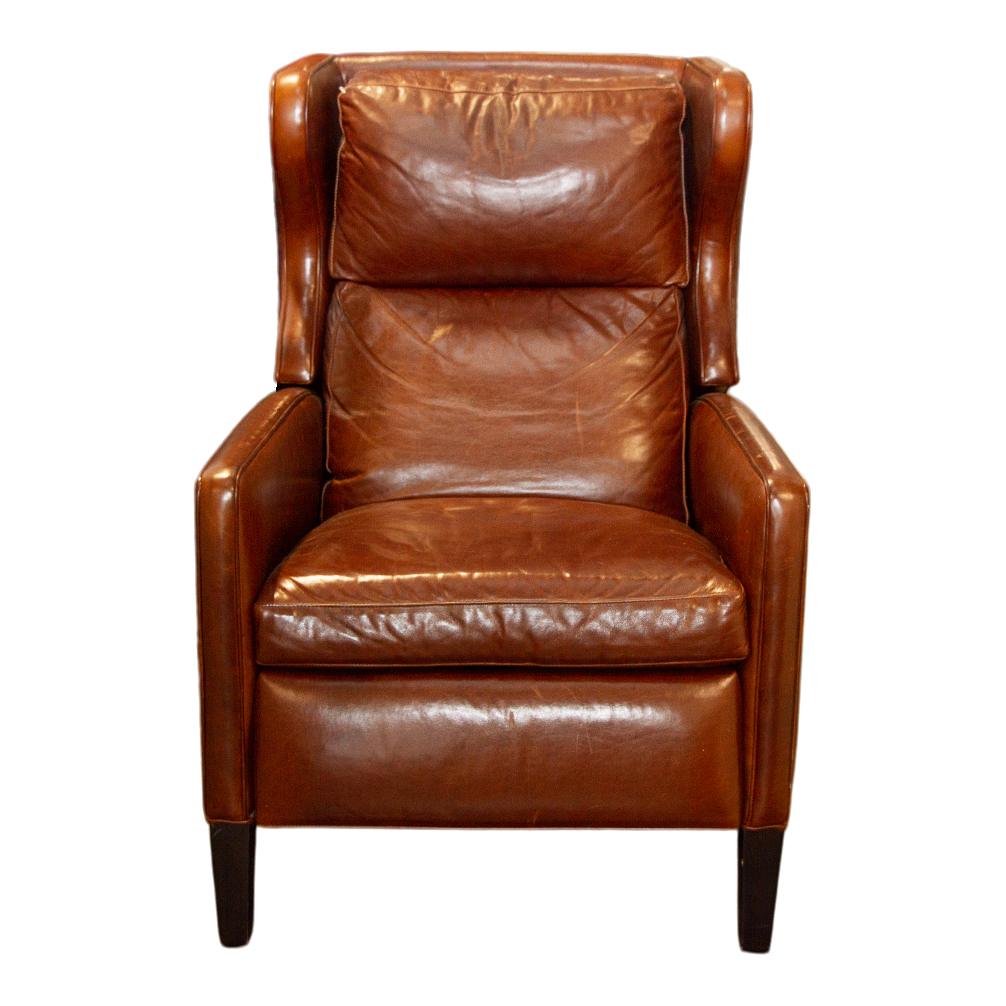 CRATE BARREL Brown Leather Recliner