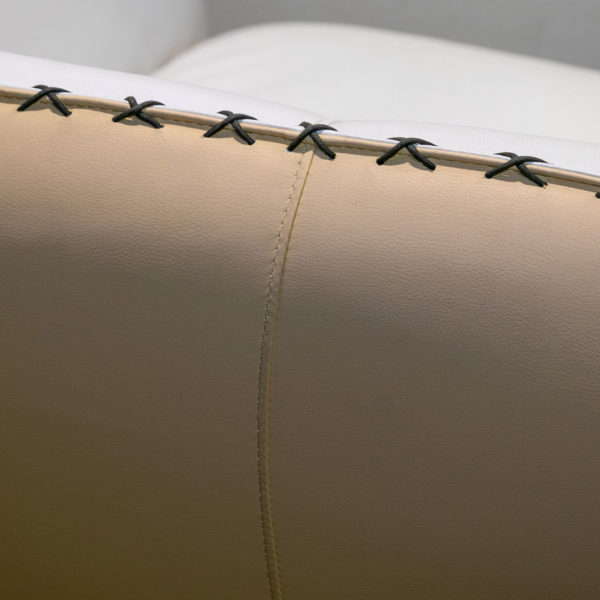 EUROLIFE Two Tone Leather Sofa with Contrasting Stitching - Image 8