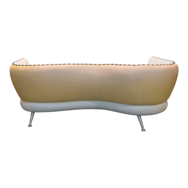 EUROLIFE Two Tone Leather Sofa with Contrasting Stitching - Image 3