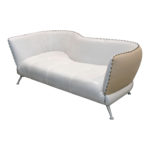 EUROLIFE Two Tone Leather Sofa with Contrasting Stitching - Image 2