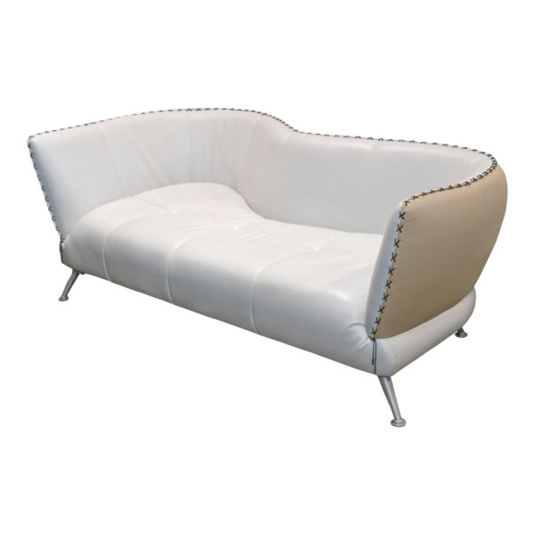 EUROLIFE Two Tone Leather Sofa with Contrasting Stitching - Image 2