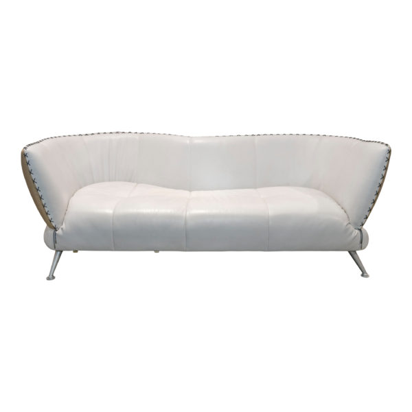 EUROLIFE Two Tone Leather Sofa with Contrasting Stitching - Image 1