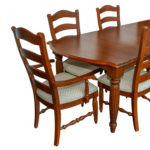 COCHRANE Cherry Finish Dining Table with 6 Chairs and 2 12" Leaves