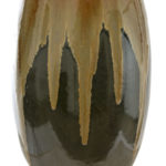 Green Pottery Table Lamp with Brown and Beige Drip - Image 3