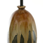 Green Pottery Table Lamp with Brown and Beige Drip - Image 2