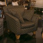 THOMASVILLE Two Tone Green Polka Dot Upholstered Accent Chair - Image 8