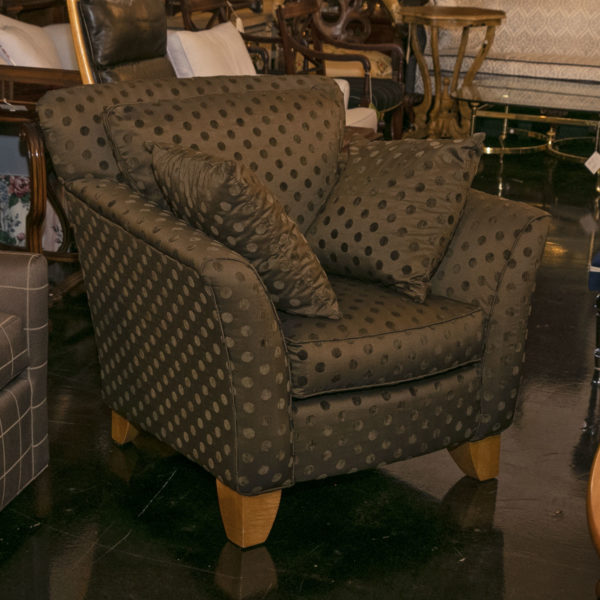 THOMASVILLE Two Tone Green Polka Dot Upholstered Accent Chair - Image 8
