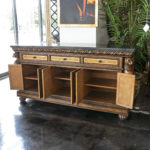 NEIMAN MARCUS Buffet with Leather Doors and Figural Carvings - Image 4