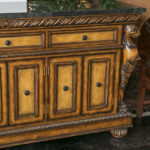 NEIMAN MARCUS Buffet with Leather Doors and Figural Carvings - Image 2