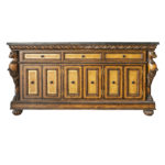NEIMAN MARCUS Buffet with Leather Doors and Figural Carvings