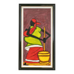 Original Signed Acrylic on Canvas “Woman with Churn”