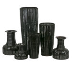 Set of 3 Dark Bamboo Floor Vases - Image 2