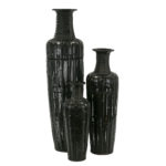 Set of 3 Dark Bamboo Floor Vases