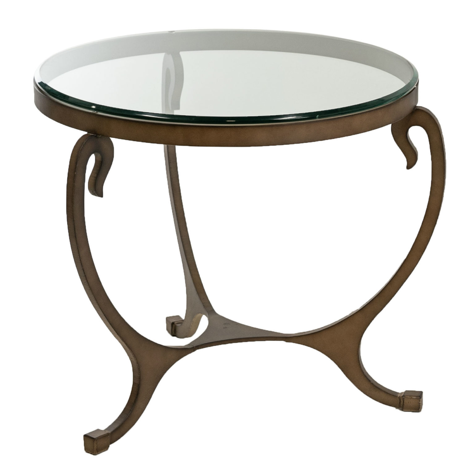 THOMASVILLE Round Glass Top Side Table on Iron Base | Grandview Mercantile