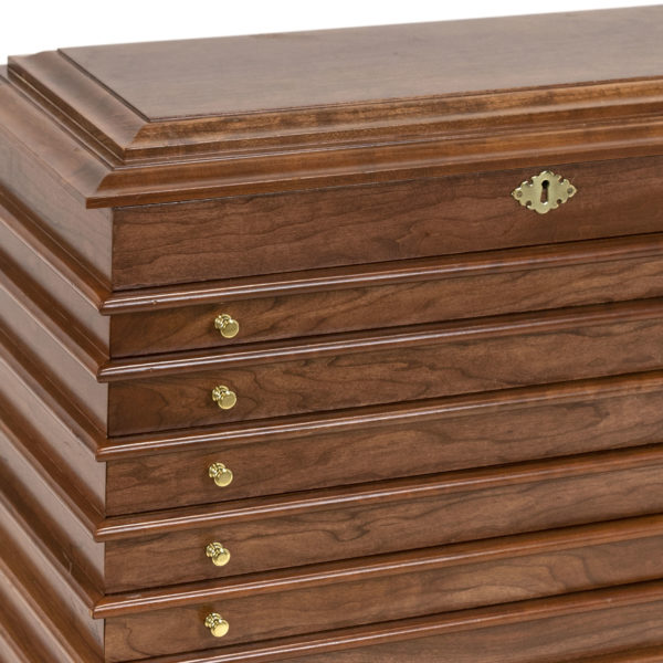 Cherry Nine Drawer Jewelry Chest with Lift Lid and Mirror - Image 5