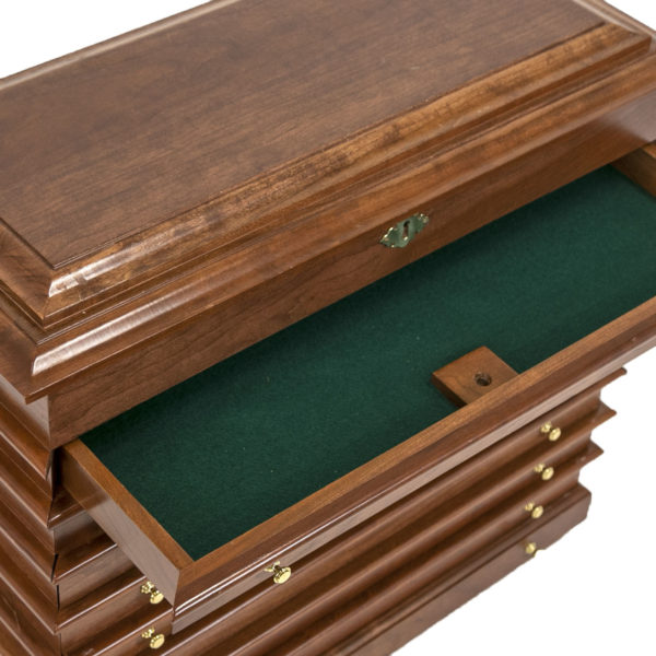 Cherry Nine Drawer Jewelry Chest with Lift Lid and Mirror - Image 3