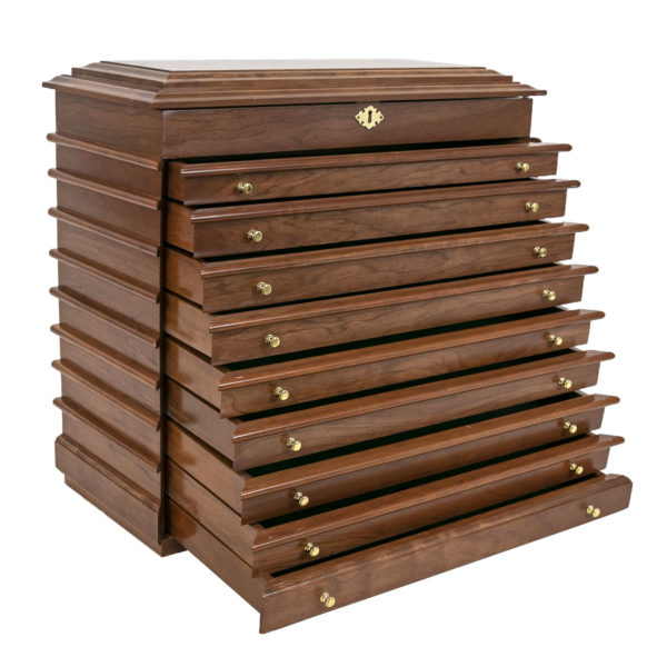 Cherry Nine Drawer Jewelry Chest with Lift Lid and Mirror - Image 2