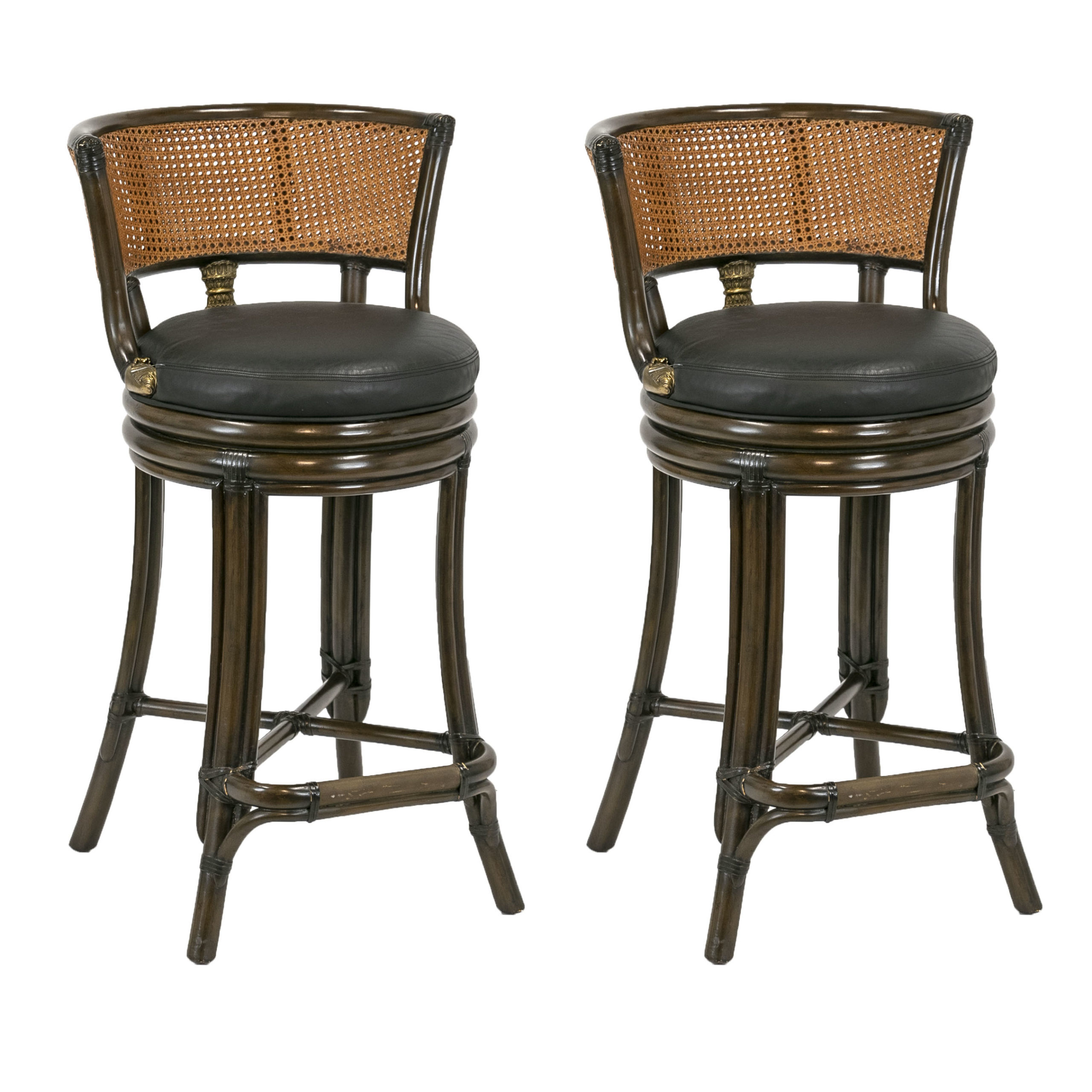Pair of MAITLAND SMITH Double Cane Back Bar Stools | Grandview