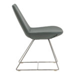 Set of 4 Mid Century Style Blue Faux Leather Scoop Chairs - Image 2