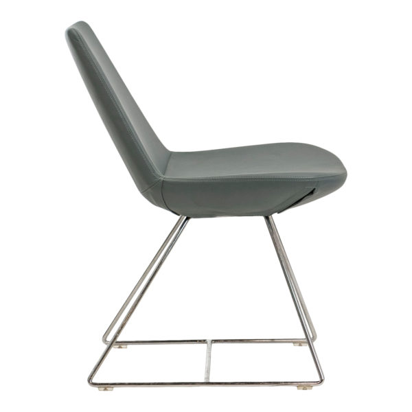 Set of 4 Mid Century Style Blue Faux Leather Scoop Chairs - Image 2