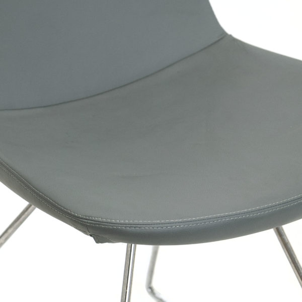 Set of 4 Mid Century Style Blue Faux Leather Scoop Chairs - Image 5