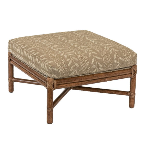 MCGUIRE Upholstered Rattan Armchair and Ottoman - Image 7