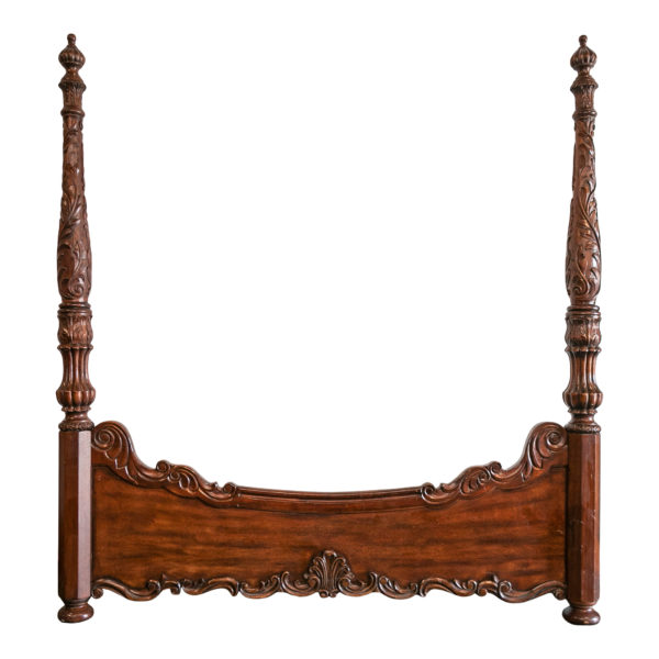 Designer King Size Carved Mahogany Poster Bed - Image 3