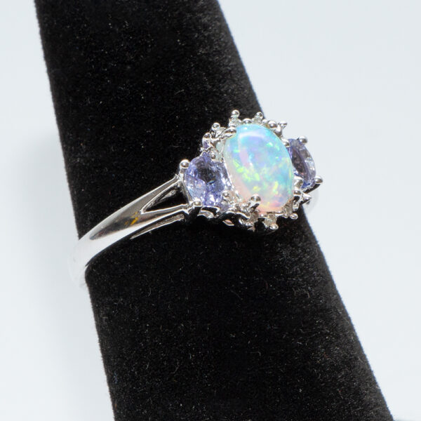 Opal, Iolite and Diamond Ring in 10 Karat Gold - Image 4