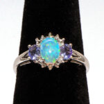 Opal, Iolite and Diamond Ring in 10 Karat Gold - Image 3