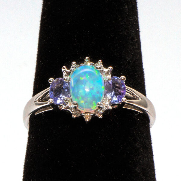 Opal, Iolite and Diamond Ring in 10 Karat Gold - Image 3