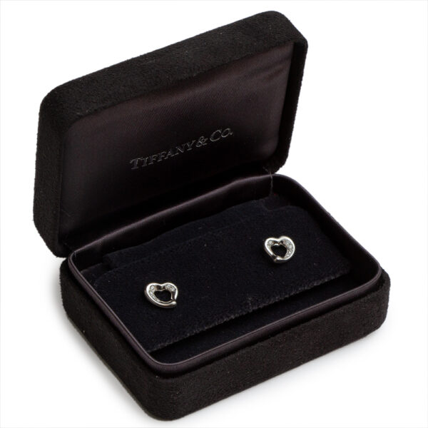 TIFFANY & CO. by ELSA PERETTI(1940-2021) “Open Heart” Platinum and Diamond Stud Earrings - Image 2