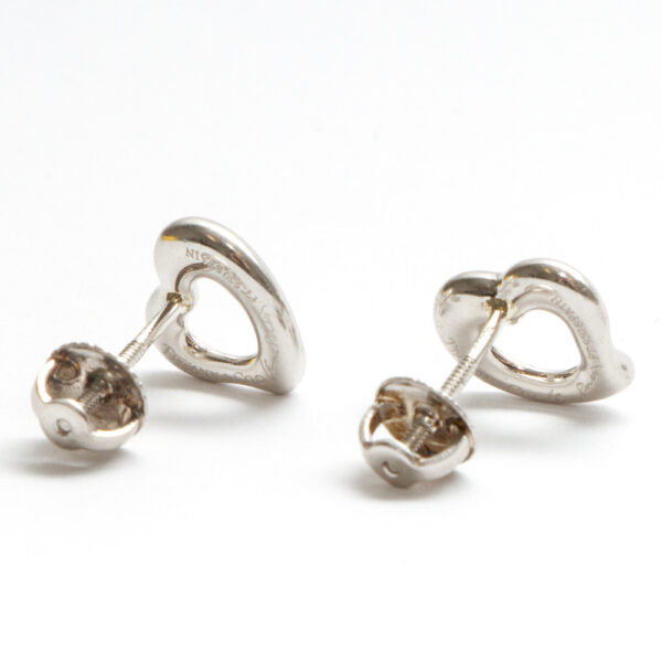 TIFFANY & CO. by ELSA PERETTI(1940-2021) “Open Heart” Platinum and Diamond Stud Earrings - Image 4